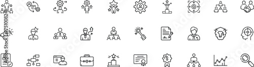 Collection of headhunting and recruitment line icons for business and hr needs vector