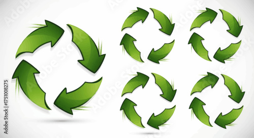Green Recycle Arrows in Circular Formation Eco-Friendly Design Elements.