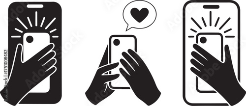 Hands holding smartphones, capturing moments, sharing love