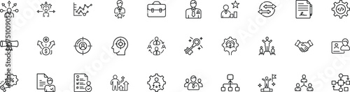 Diverse collection of line icons representing headhunting and recruitment concepts vector
