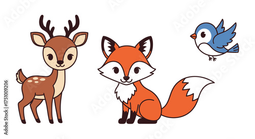 Cartoon Fox with Orange Fur and White Chest.