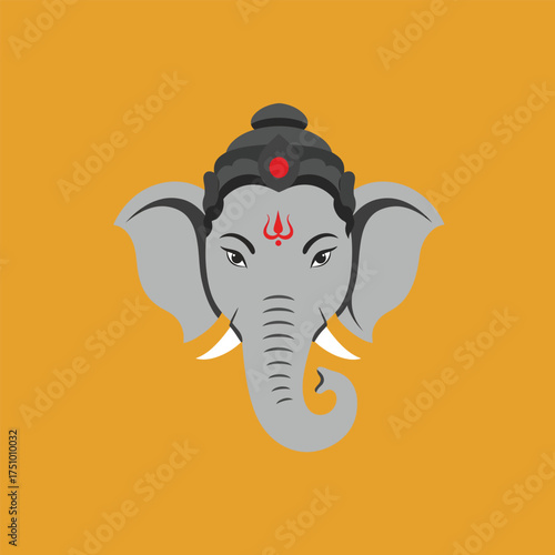 Beautiful vector illustration of Lord Ganesha's head, the revered elephant god, symbolizing wisdom and prosperity for Diwali and Deepavali festivals.