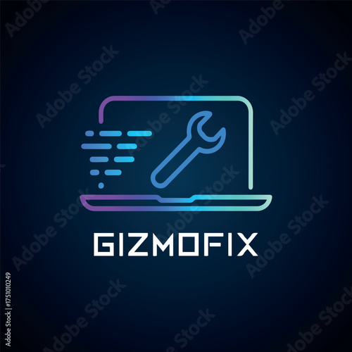 Professional Computer and Laptop Repair Logo Design Vector Template for Technology Service and IT Support Business