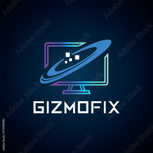 Professional Computer and Laptop Repair Logo Design Vector Template for Technology Service and IT Support Business