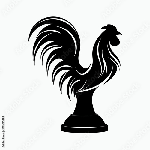 Black rooster  zodiac figurine symbolizing Lunar New Year celebration  isolated on a white background