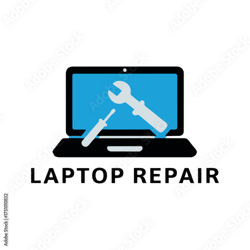Professional Computer and Laptop Repair Logo Design Vector Template for Technology Service and IT Support Business