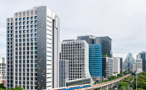 Photography Modern building cityscape view with blue sky background