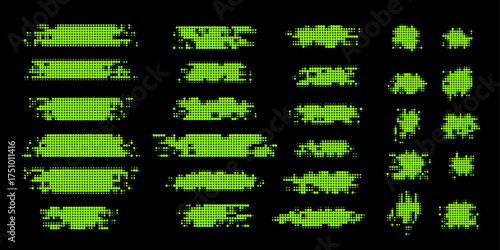 Set of paint stripes. Pixel banner. Grunge abstraction. Vector illustration.