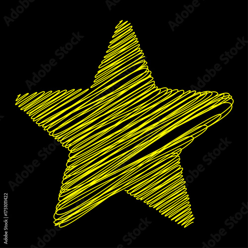 Star scribble lines on a white background. Minimalist and artistic design ideal for creative projects, posters, icons, or playful graphic elements.
