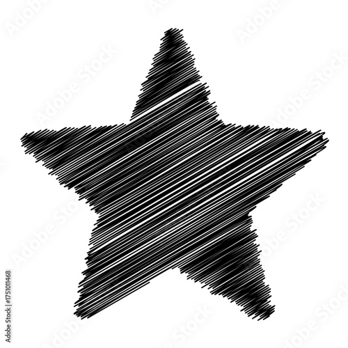 Star scribble lines on a white background. Minimalist and artistic design ideal for creative projects, posters, icons, or playful graphic elements.