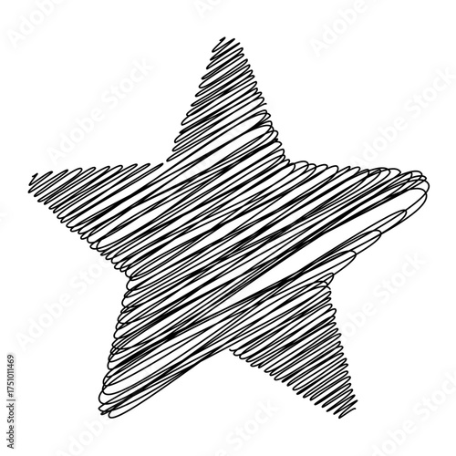 Star scribble lines on a white background. Minimalist and artistic design ideal for creative projects, posters, icons, or playful graphic elements.