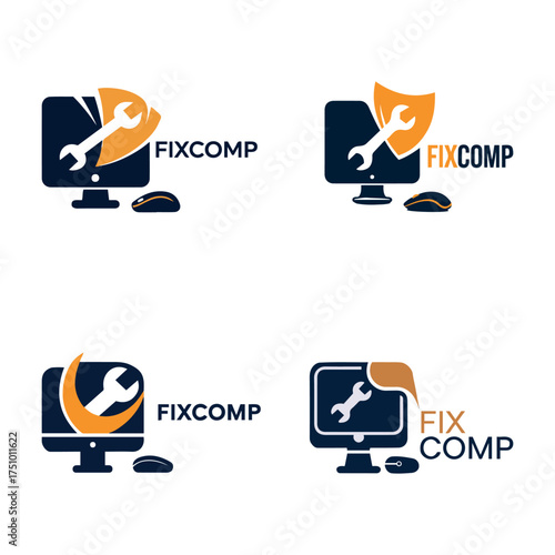 Professional Computer and Laptop Repair Logo Design Vector Template for Technology Service and IT Support Business