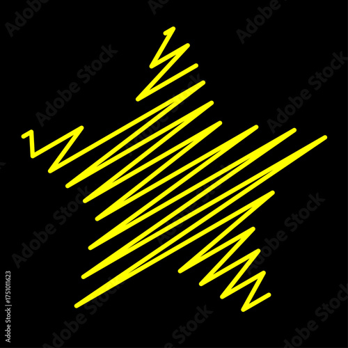 Star scribble lines on a white background. Minimalist and artistic design ideal for creative projects, posters, icons, or playful graphic elements.