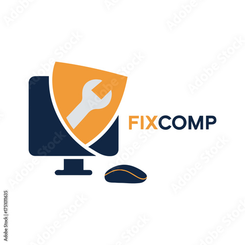 Professional Computer and Laptop Repair Logo Design Vector Template for Technology Service and IT Support Business