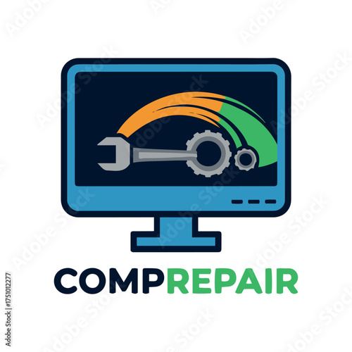 Professional Computer and Laptop Repair Logo Design Vector Template for Technology Service and IT Support Business
