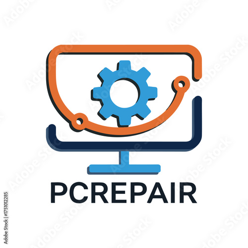 Professional Computer and Laptop Repair Logo Design Vector Template for Technology Service and IT Support Business