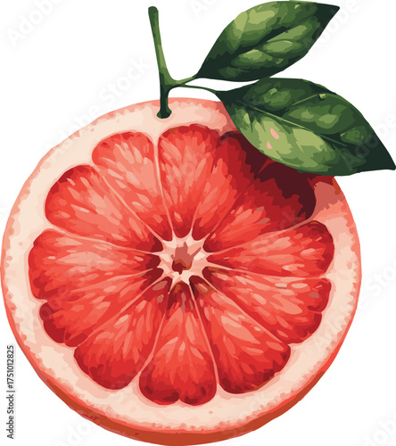 Vector watercolor painted illustration of a grapefruit