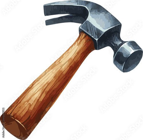 Vector watercolor painted illustration of a hammer