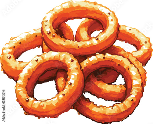 Vector watercolor painted illustration of onion rings