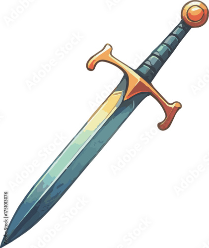 Vector watercolor painted illustration of a sword