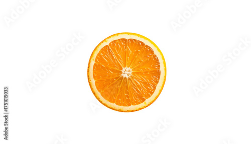 A vibrant orange slice on a stark black background