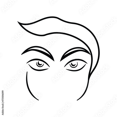 Minimalist line art of a face featuring expressive eyes and eyebrows, conveying emotion and personality in simplicity