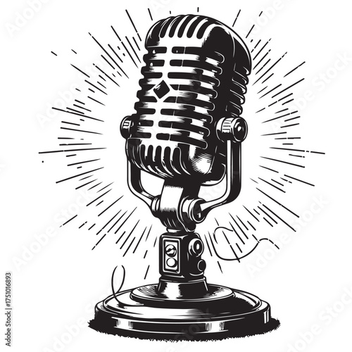 Vintage Microphone Illustration Set