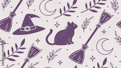 Halloween Vector Pattern Design. spider web seamless pattern. Ghost Parade Pattern. Funny cartoon halloween characters and decoration pattern illustration