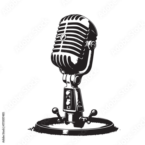 Vintage Microphone Illustration Set