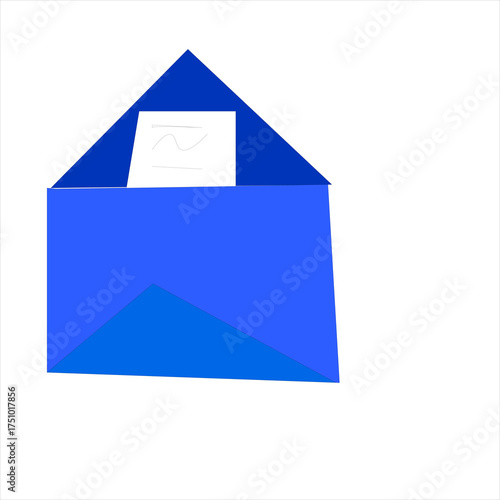 Stylish blue open envelope with trending graph, perfect for marketing, business, or finance announcements, and modern communication concepts today