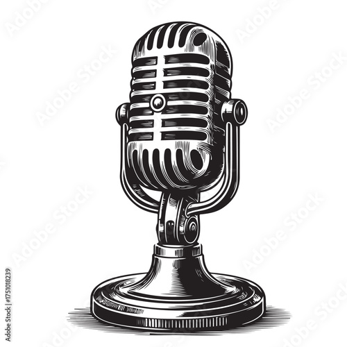 Vintage Microphone Illustration Set