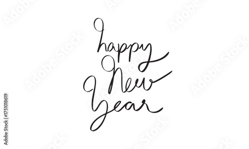 Happy new year text font calligraphy hand written lettering script black color happy new year merry christmas congratulation party winter season banner event december month happy new year word modern 