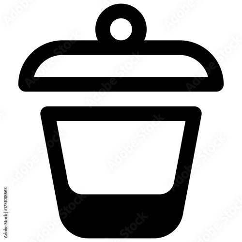 Crucible. Outlined stroke vector icon with black-filled details.