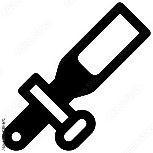 Buret. Outlined stroke vector icon with black-filled details.