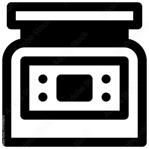 Electronic balance. Outlined stroke vector icon with black-filled details.
