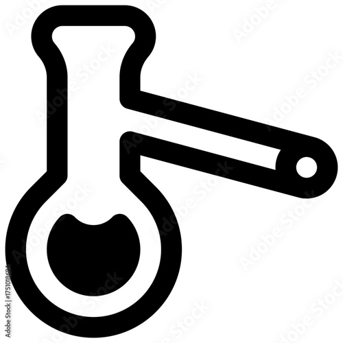 Distillation flask. Outlined stroke vector icon with black-filled details.