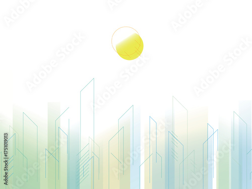 Daily A043 fresh city use the light blue and green building show the fresh feeling vector illustration graphic EPS 10
