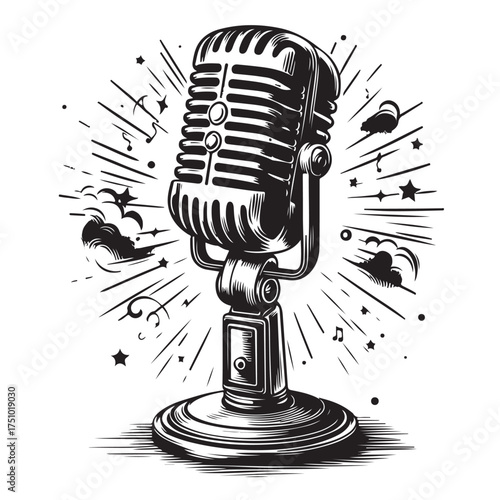 Vintage Microphone Illustration Set