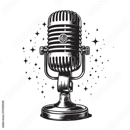 Vintage Microphone Illustration Set