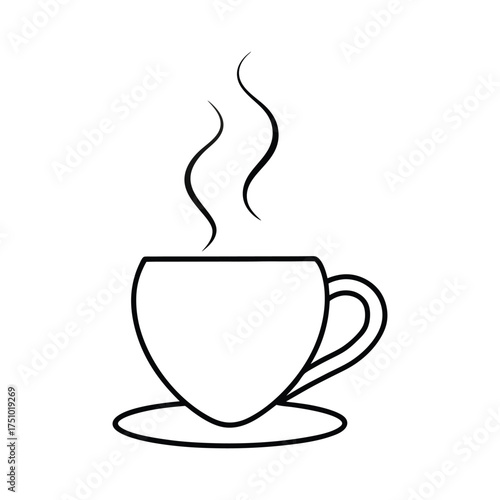 Steaming cup of coffee or tea on a saucer, , a comforting and inviting image for relaxation and warm beverage enjoyment