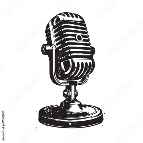 Vintage Microphone Illustration Set