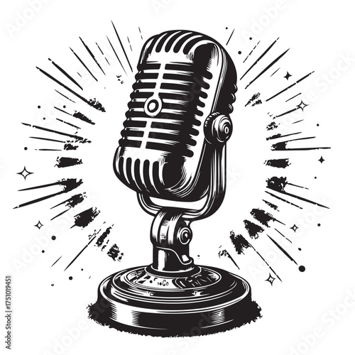 Vintage Microphone Illustration Set