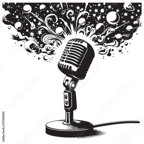 Vintage Microphone Illustration Set