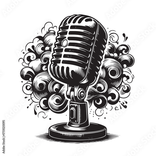 Vintage Microphone Illustration Set