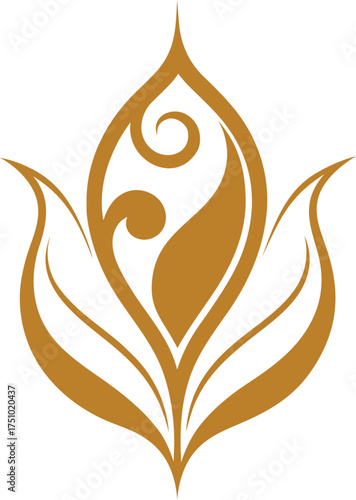 elegant kolka design leaf vector art illustration