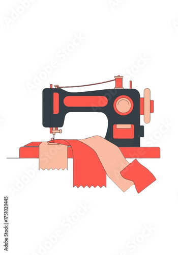Minimalist Flat Vector Illustration of a Sewing Machine