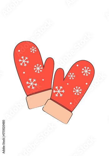 Warm Winter Mittens Flat Cartoon Vector Artwork