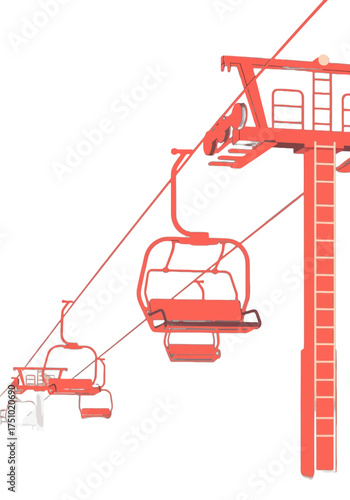 Flat Design Vector Illustration of a Ski Lift