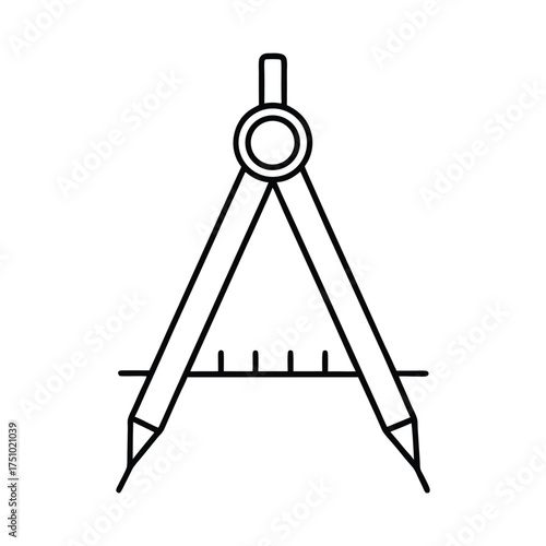 Illustration of a drawing compass, showcasing its design and function for creating precise circles and arcs in technical drawings