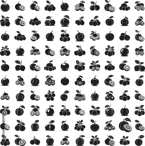 Bael fruit silhouette vector set